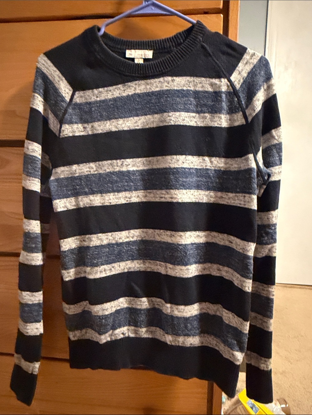 GAP Striped Navy and Heather Crewneck Sweater